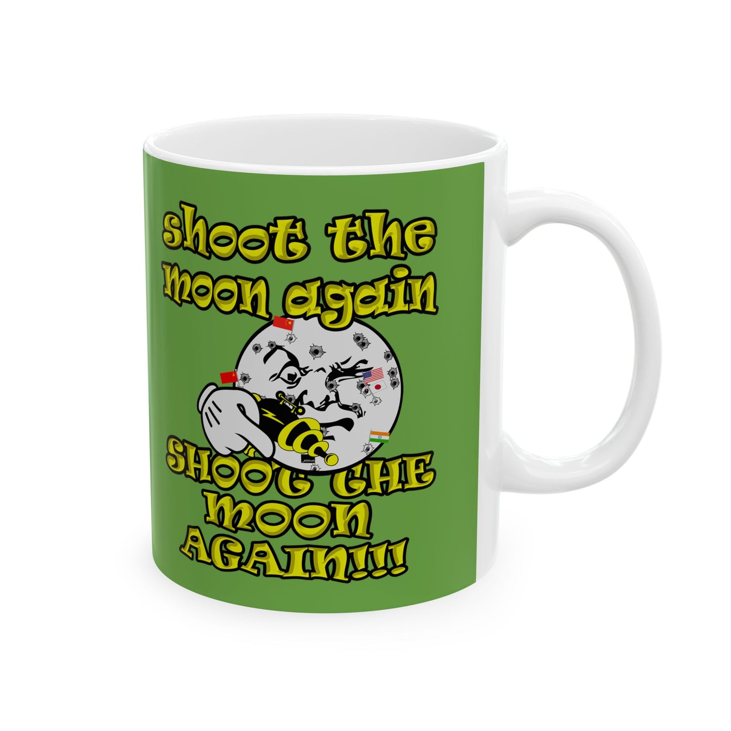 shoot the moon again - White Mug (green)
