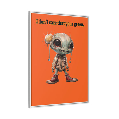 I don't care that your green - framed canvas art (orange)
