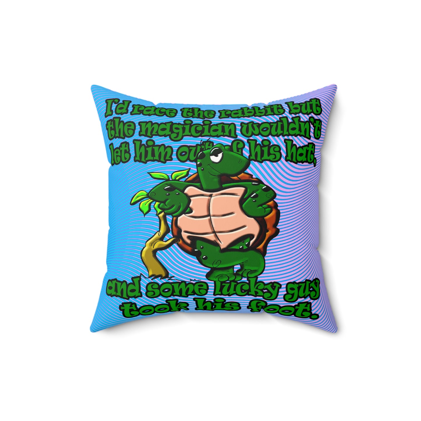 turtle race - Faux Suede Square Pillow - (light blue-purple wave)