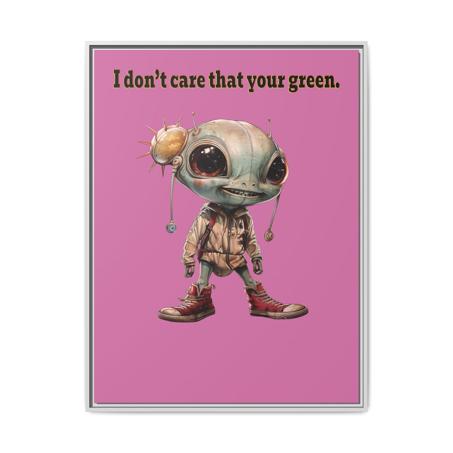 I don't care that your green - framed canvas art (light pink)