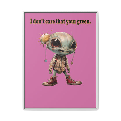 I don't care that your green - framed canvas art (light pink)