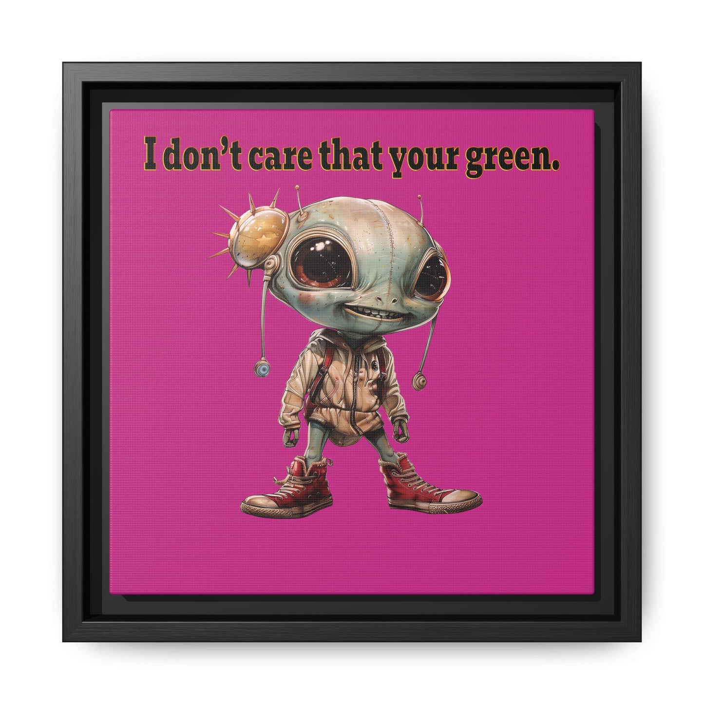 I don't care that your green - framed canvas art (pink)