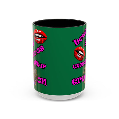 hoes b4 bros - Accent Mug (dark green)