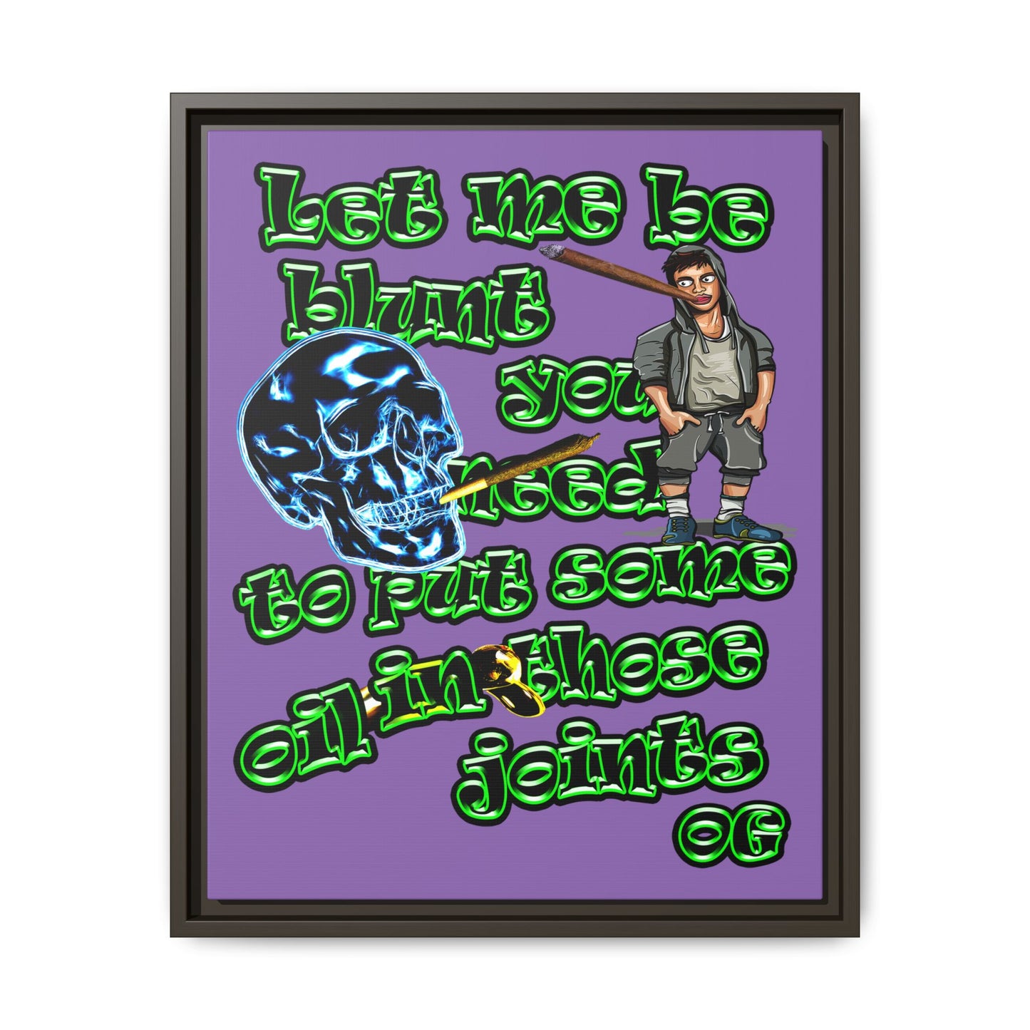 og - framed canvas art (light purple)