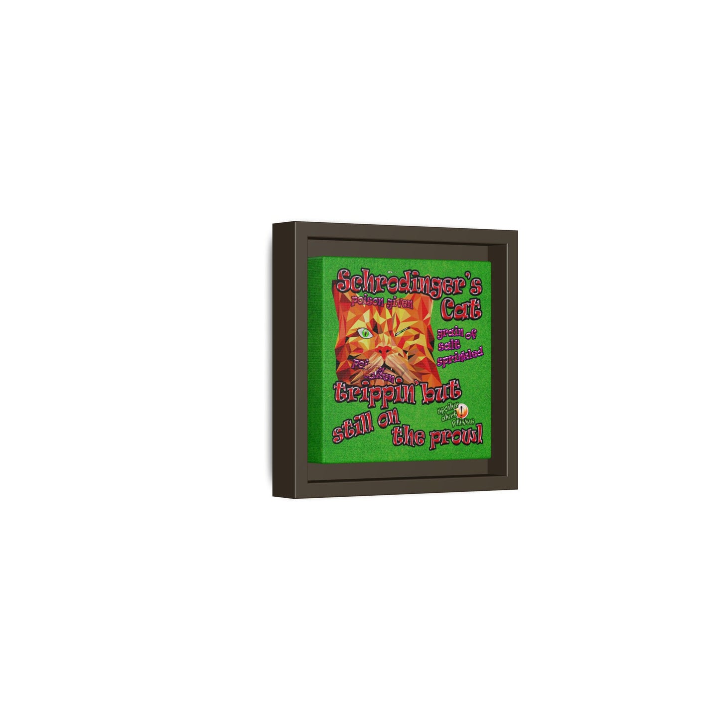 schrodinger's cat - framed canvas art (green turf)