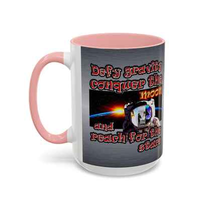 defy conquer reach - Accent Mug (brushed nickel)