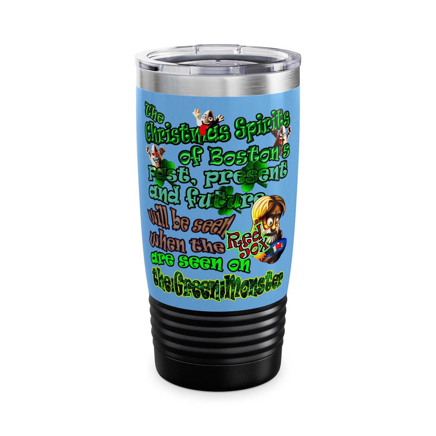christmas spirits of boston - Ringneck Tumbler, 20oz (light blue)