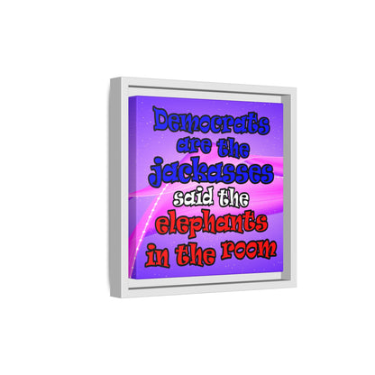donkeys and elephants - framed canvas art (purple-pink wave)