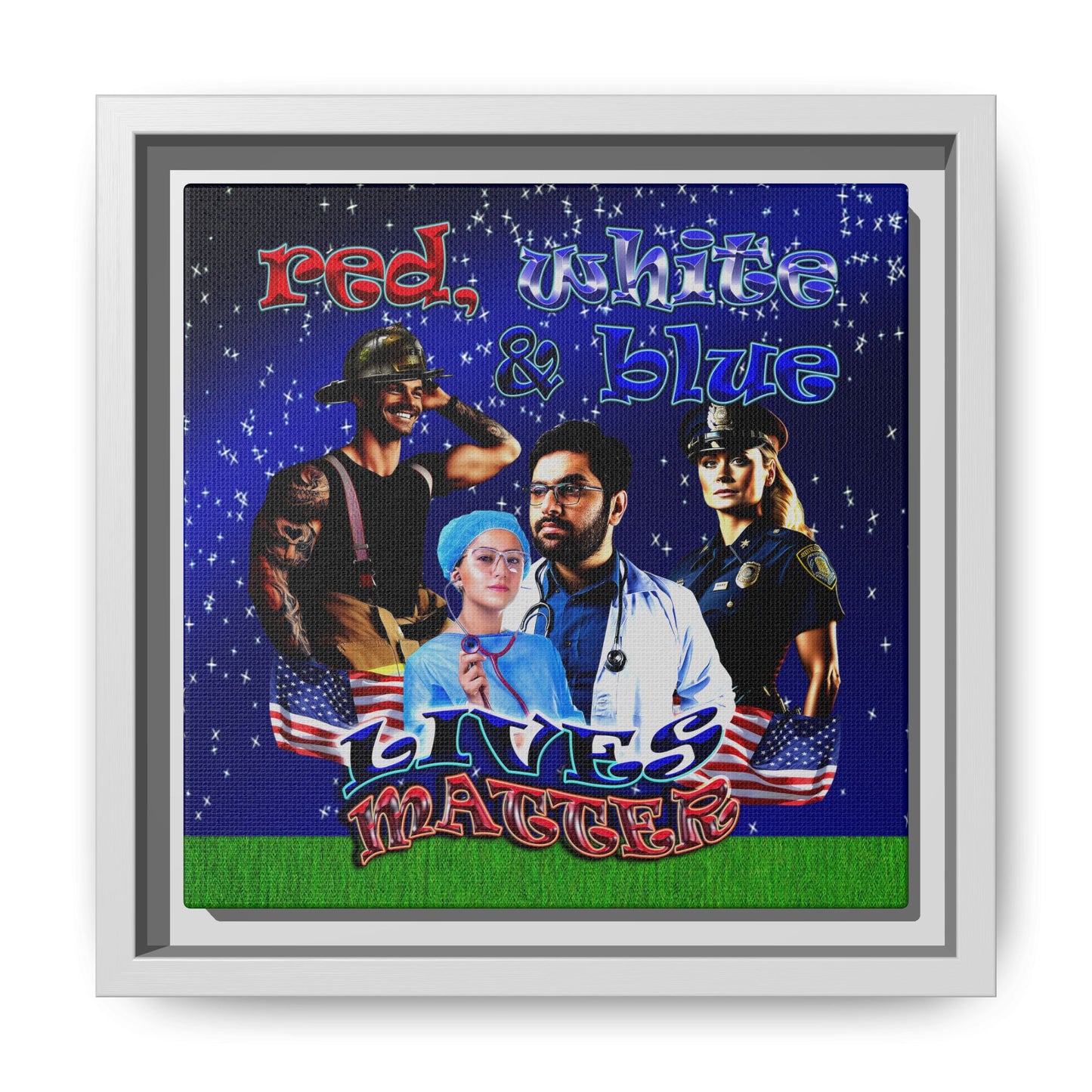 rw&b lives matter - framed canvas art ('snoops' background)