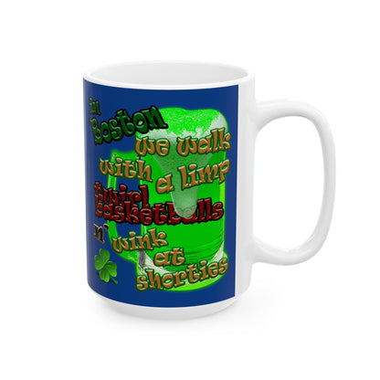 celtics logo - White Mug (dark blue)