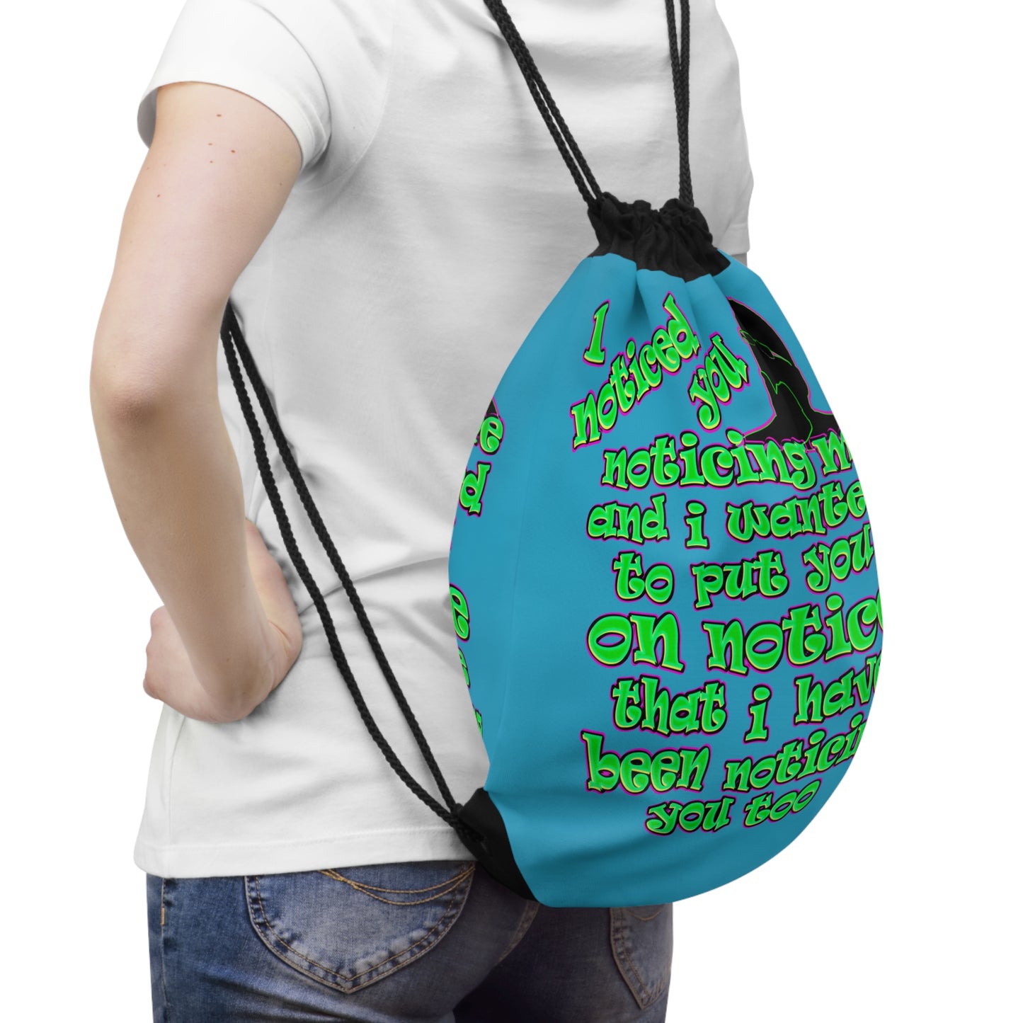 noticed you noticing - Drawstring Bag (turquoise)