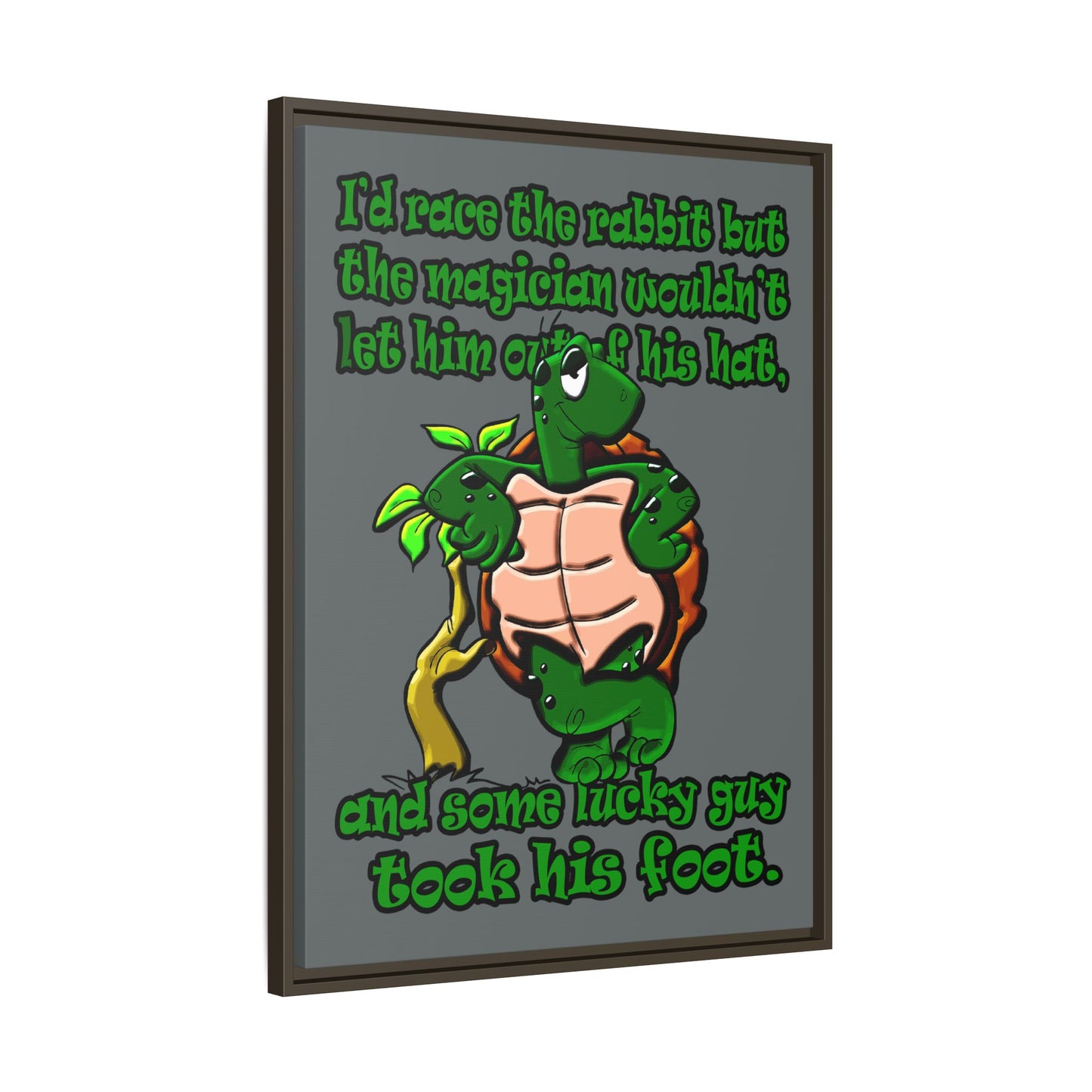 turtle race - framed canvas art (dark grey)