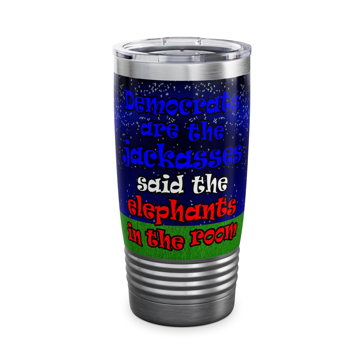 donkeys and elephants - Ringneck Tumbler, 20oz ('snoops' background)