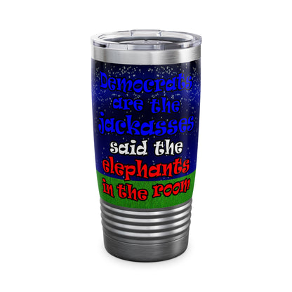 donkeys and elephants - Ringneck Tumbler, 20oz ('snoops' background)