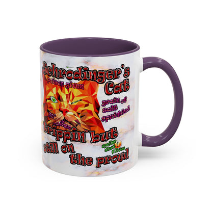 schrodinger's cat - Accent Mug (white marble)