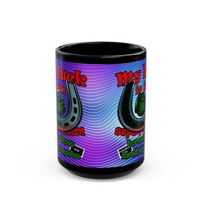 my luck - Black Mug (purple wave)