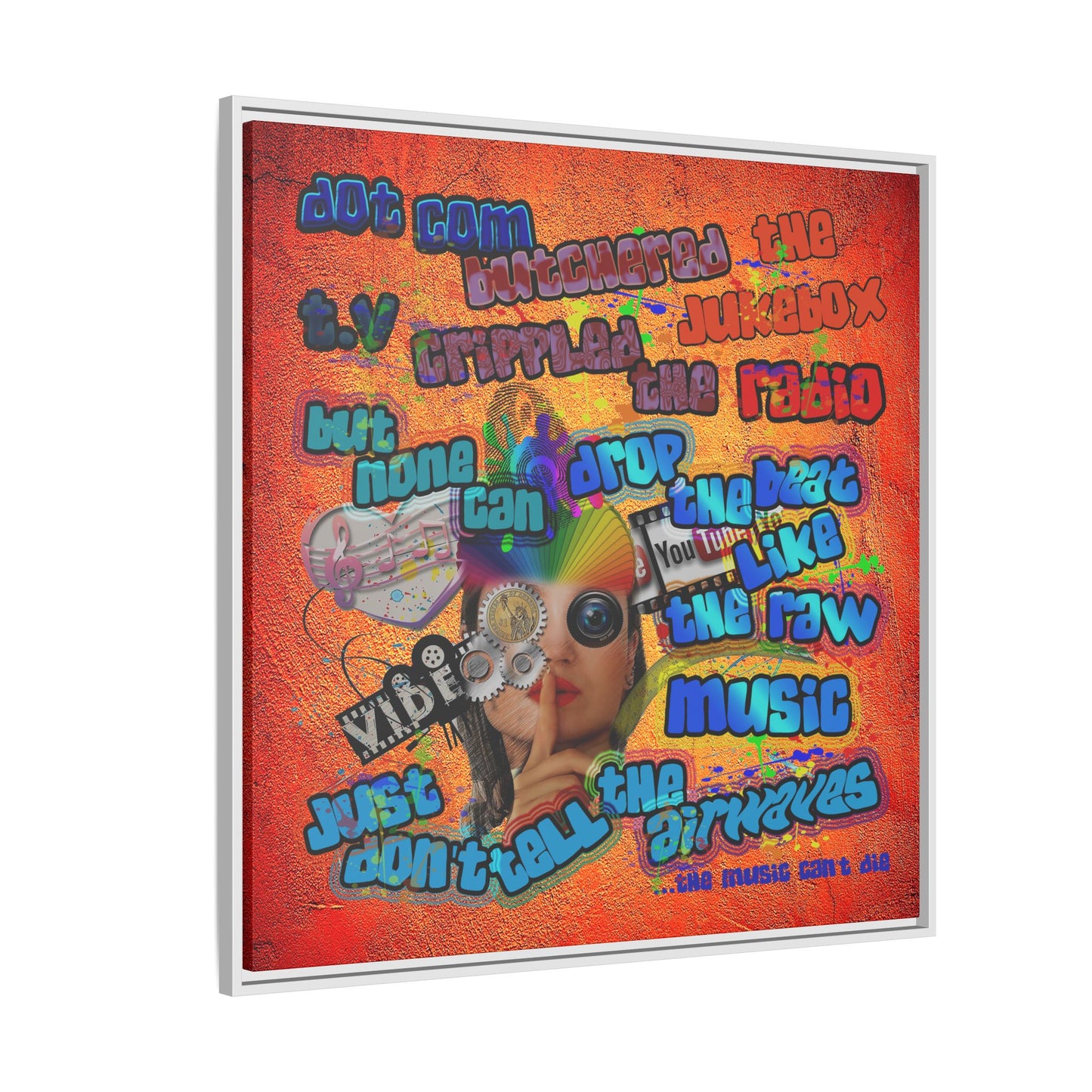drop the beat - framed canvas art (burnt orange)