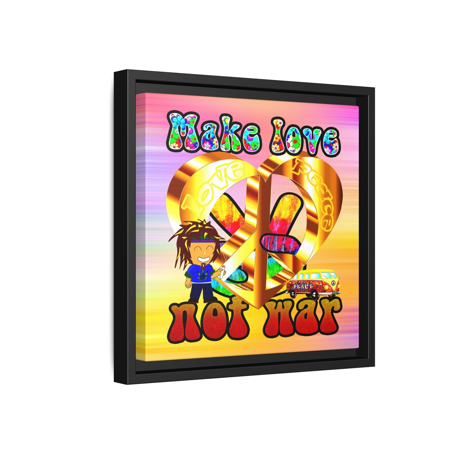 love peace - framed canvas art (color blur)