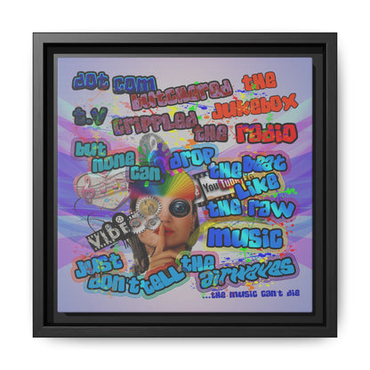 drop the beat - framed canvas art (light blue-pink wave)