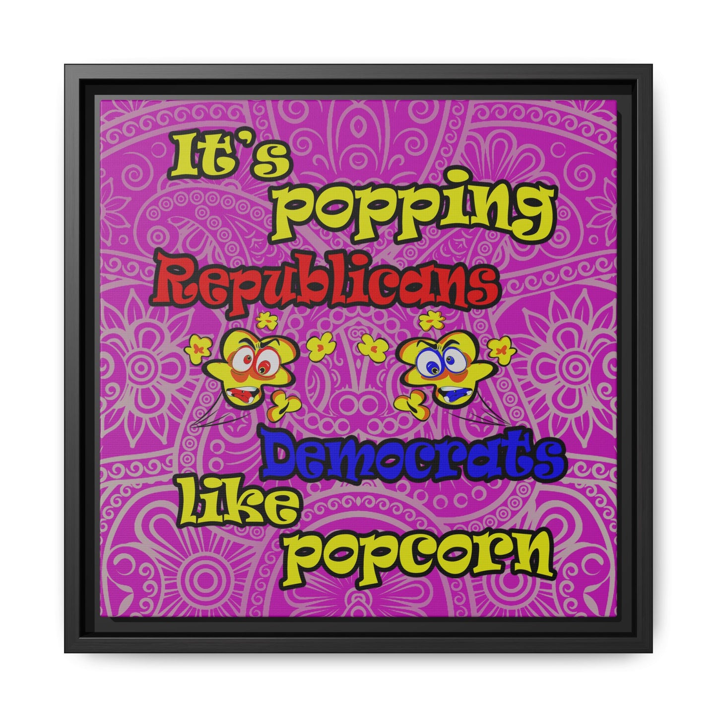 popping like popcorn - framed canvas art (pink swirl)