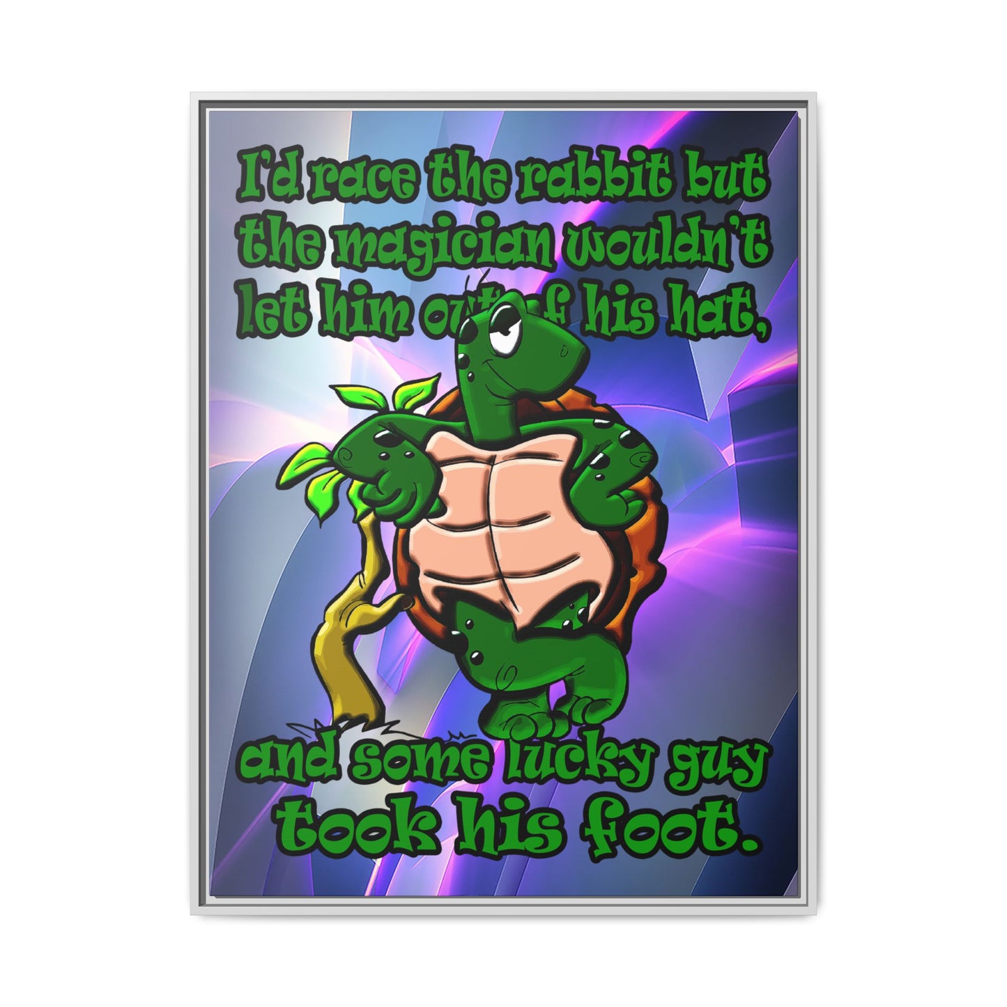 turtle race - framed canvas art (grey-pink wave)