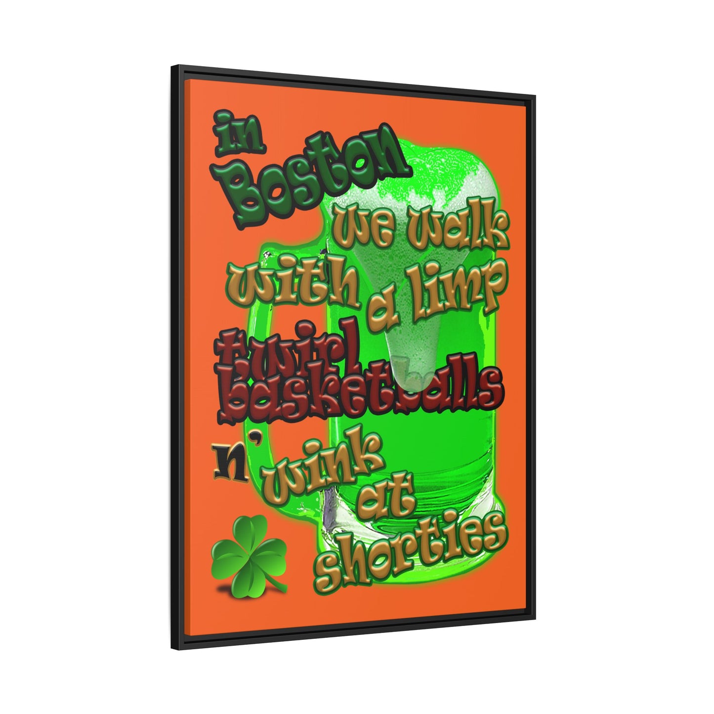 celtics logo - framed canvas art (orange)