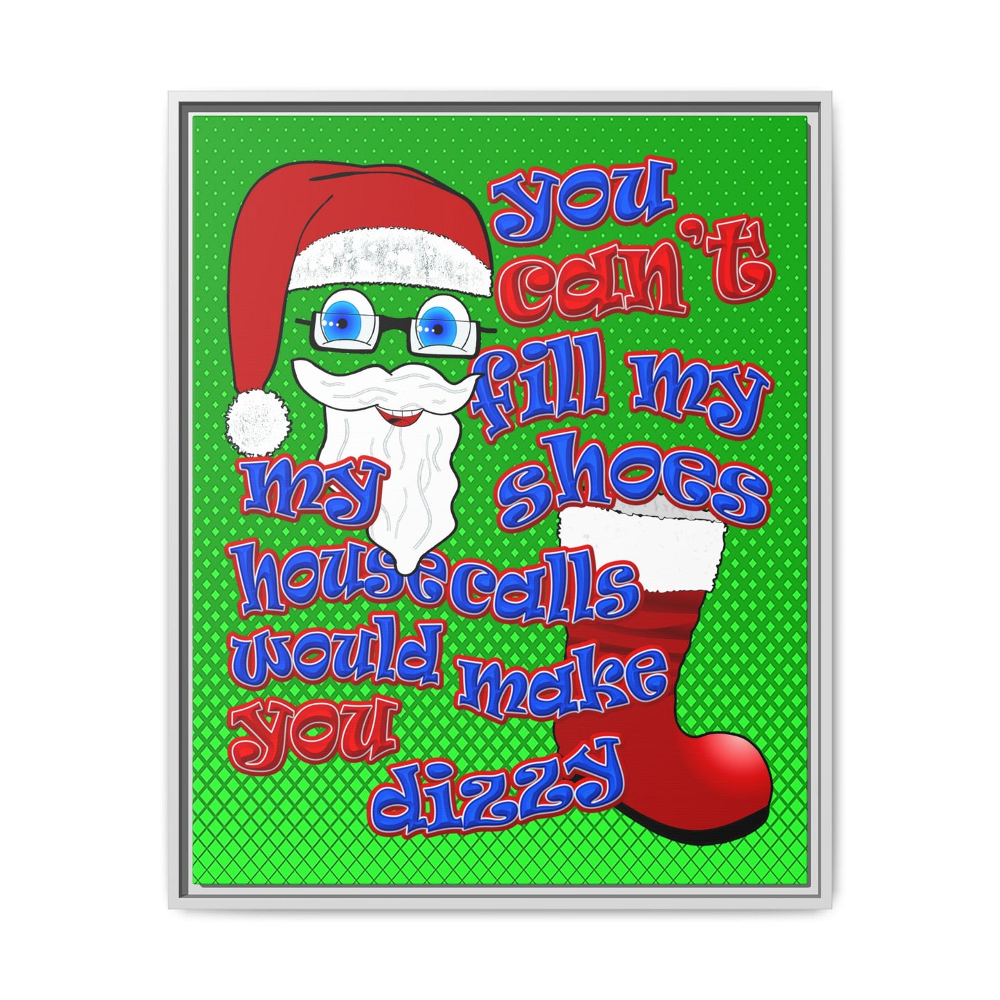 santa's shoes - framed canvas art (logo green)