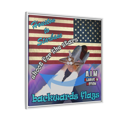 shoot for the stars - framed canvas art (grey-pink wave)