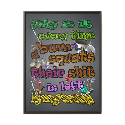 the bum's shit - framed canvas art (grey-light grey)