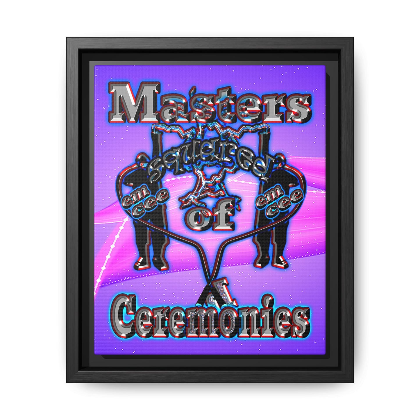 em cee squared - framed canvas art (purple-pink wave)