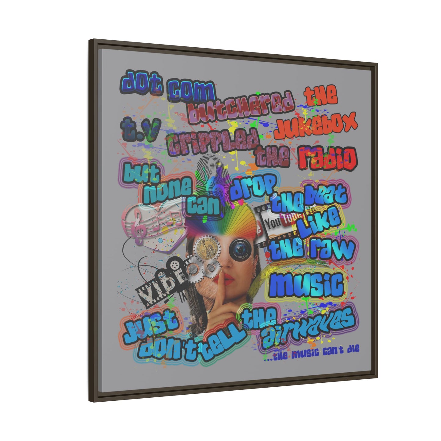 drop the beat - framed canvas art (grey)