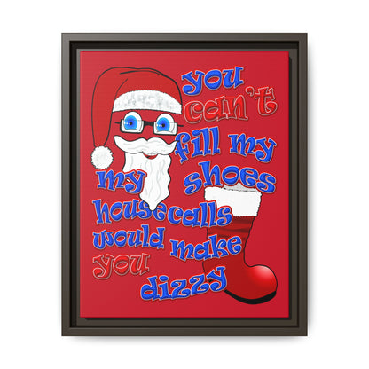 santa's shoes - framed canvas art (dark red)