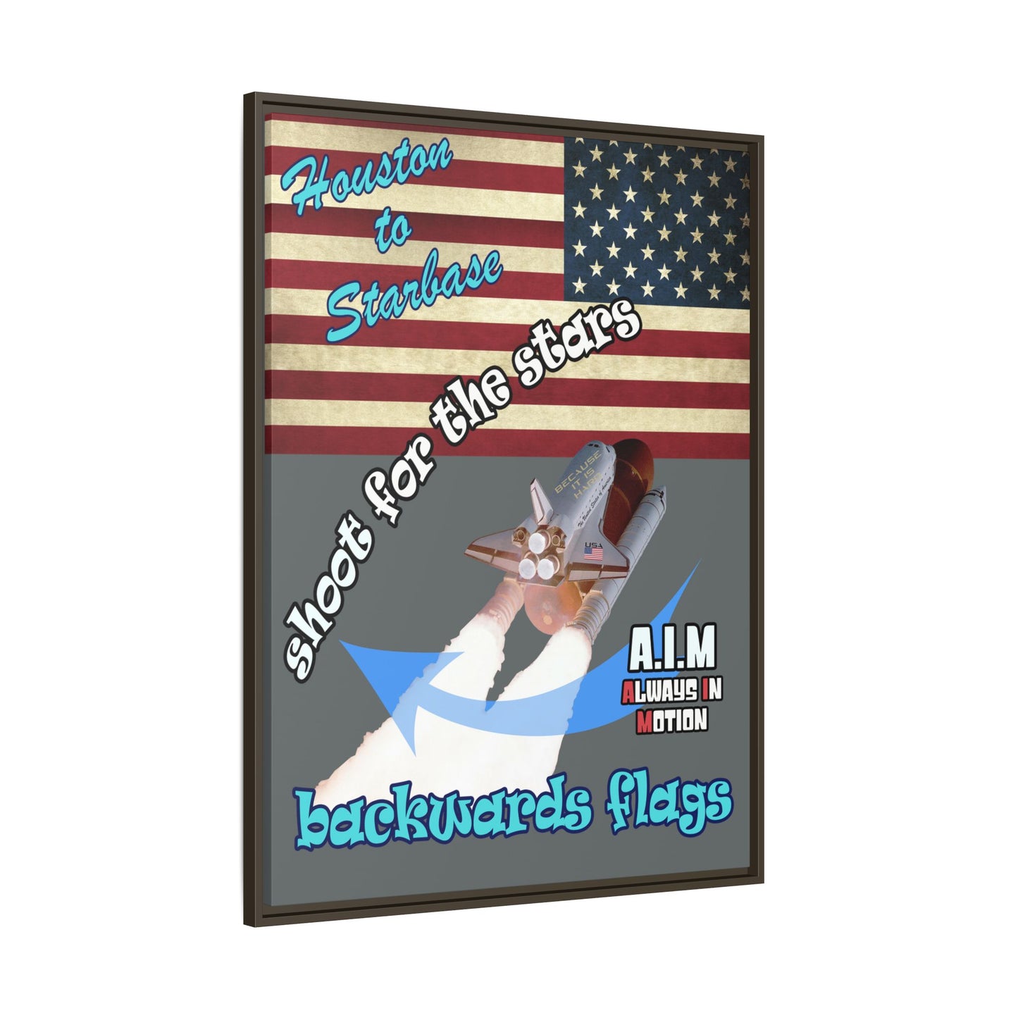 shoot for the stars - framed canvas art (dark grey)