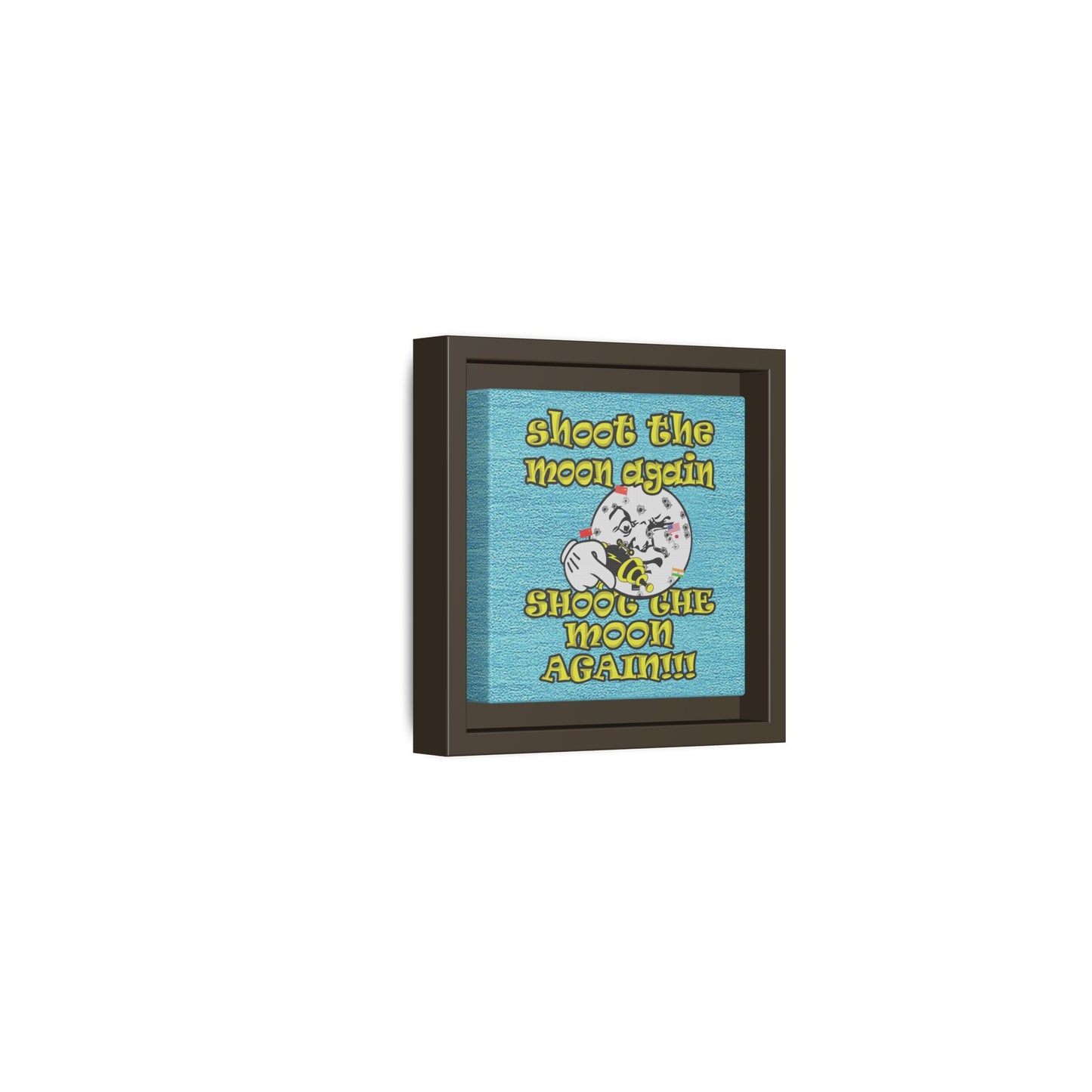 shoot the moon again - framed canvas art (faded blue)