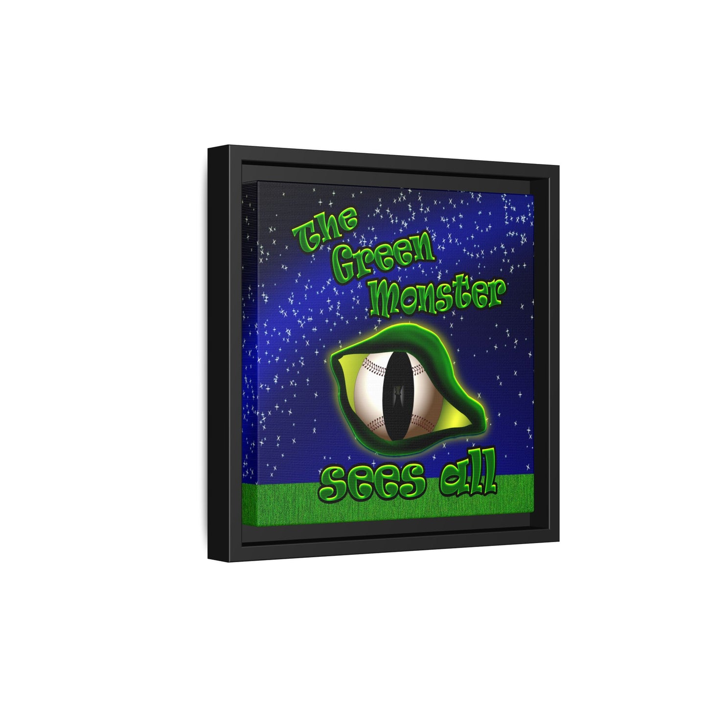 green monster - framed canvas art ('snoops' background)