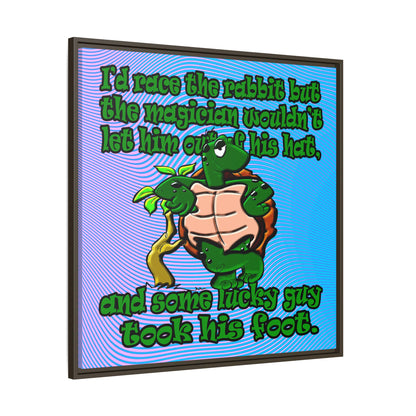 turtle race - framed canvas art (light blue-purple wave)