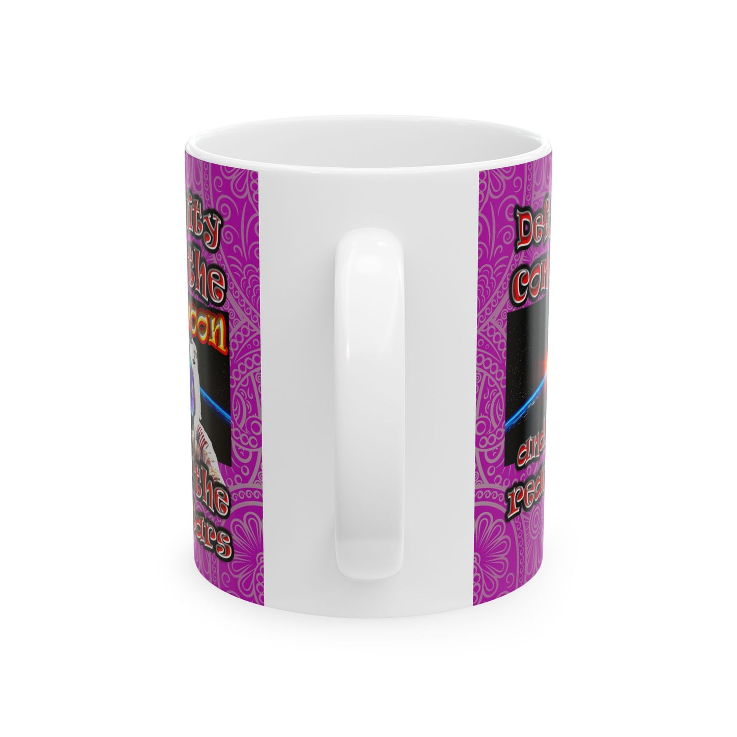 defy conquer reach - White Mug (pink swirl)