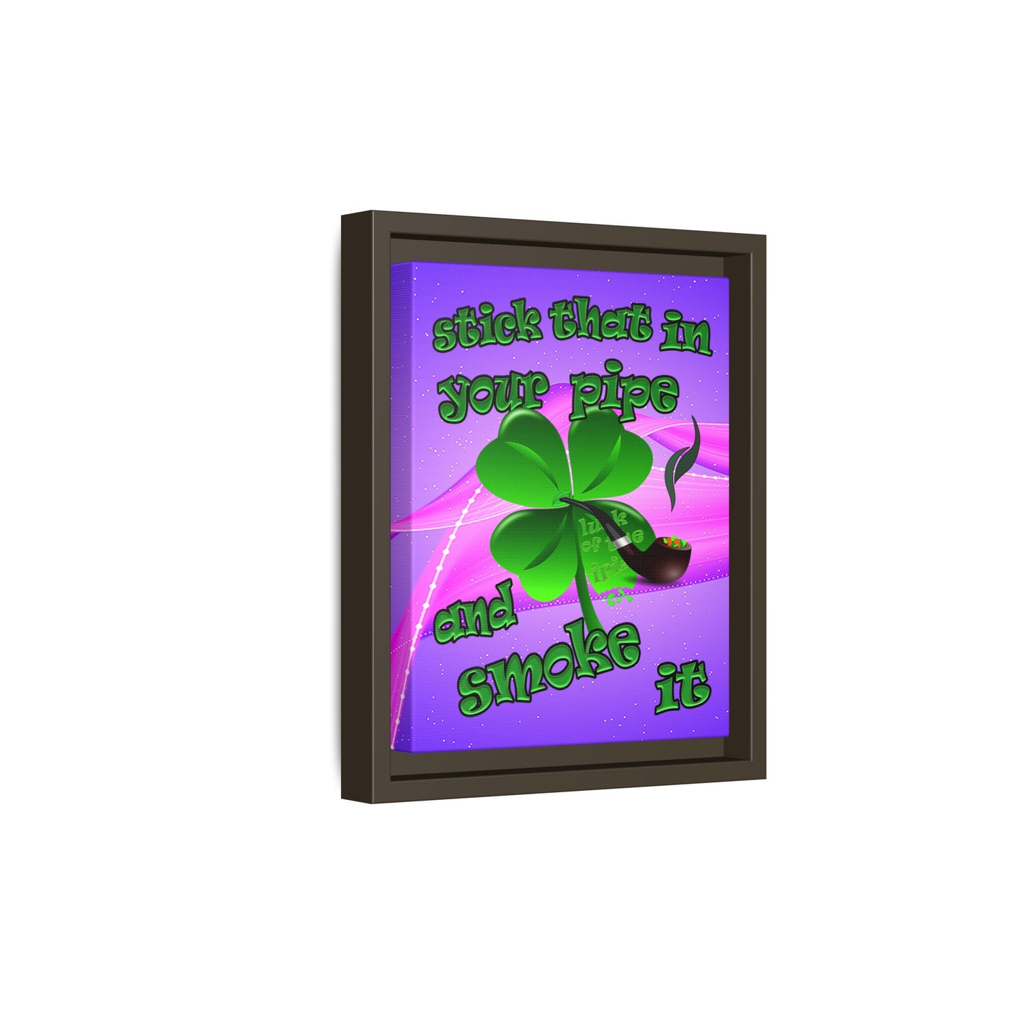 stick that in your pipe and smoke it - framed canvas art (purple-pink wave)