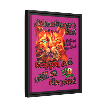 schrodinger's cat - framed canvas art (pink)