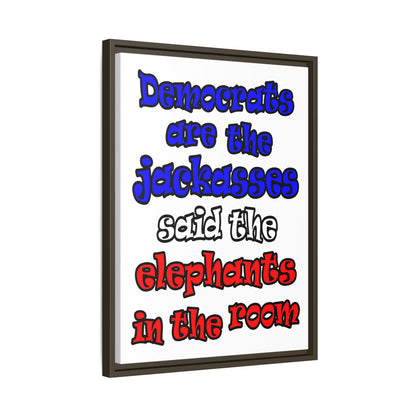 donkeys and elephants - framed canvas art (white)