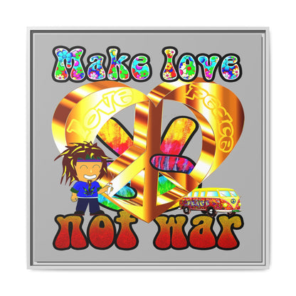 love peace - framed canvas art (light grey)