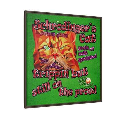 schrodinger's cat - framed canvas art (green turf)