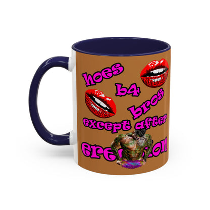 hoes b4 bros - Accent Mug (light brown)