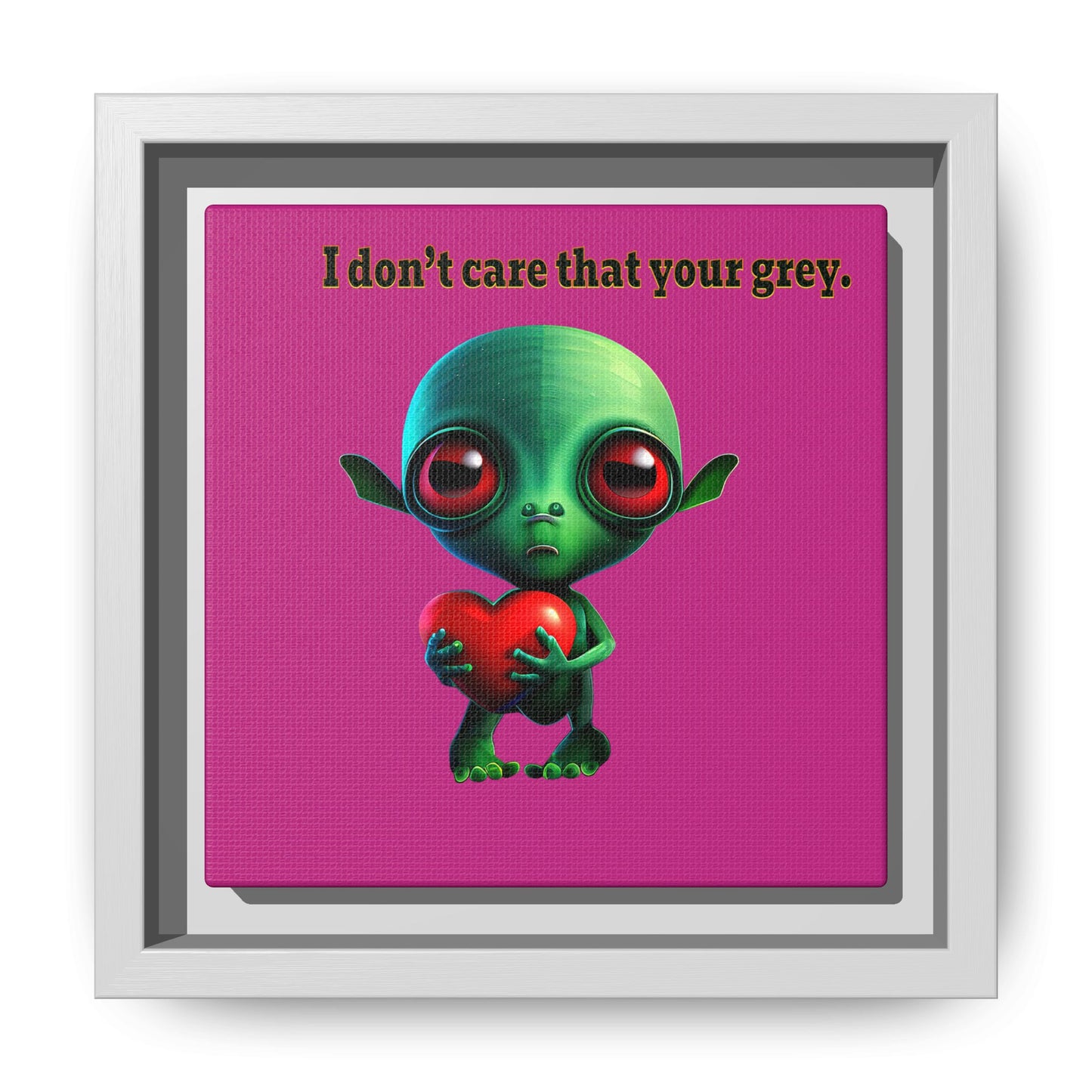 I don't care that your grey - framed canvas art (pink)