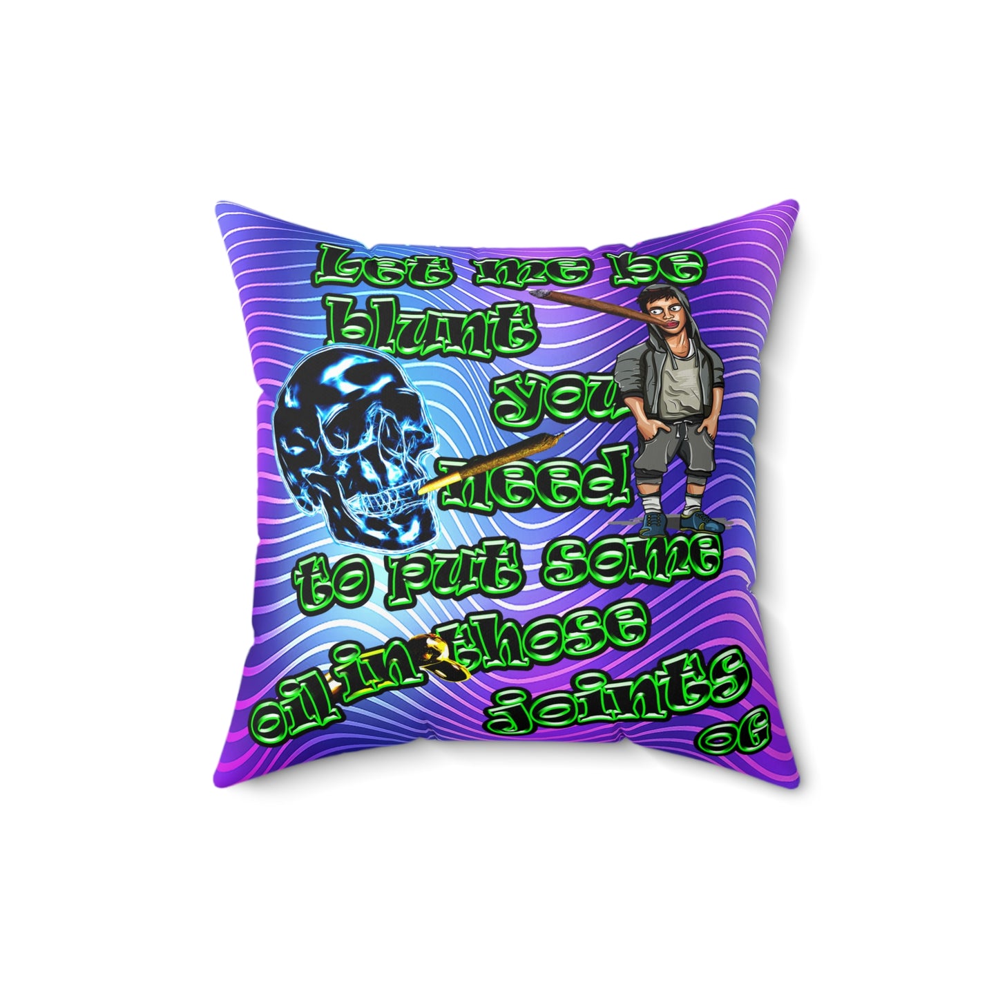 og - Spun Polyester Square Pillow - (purple wave)
