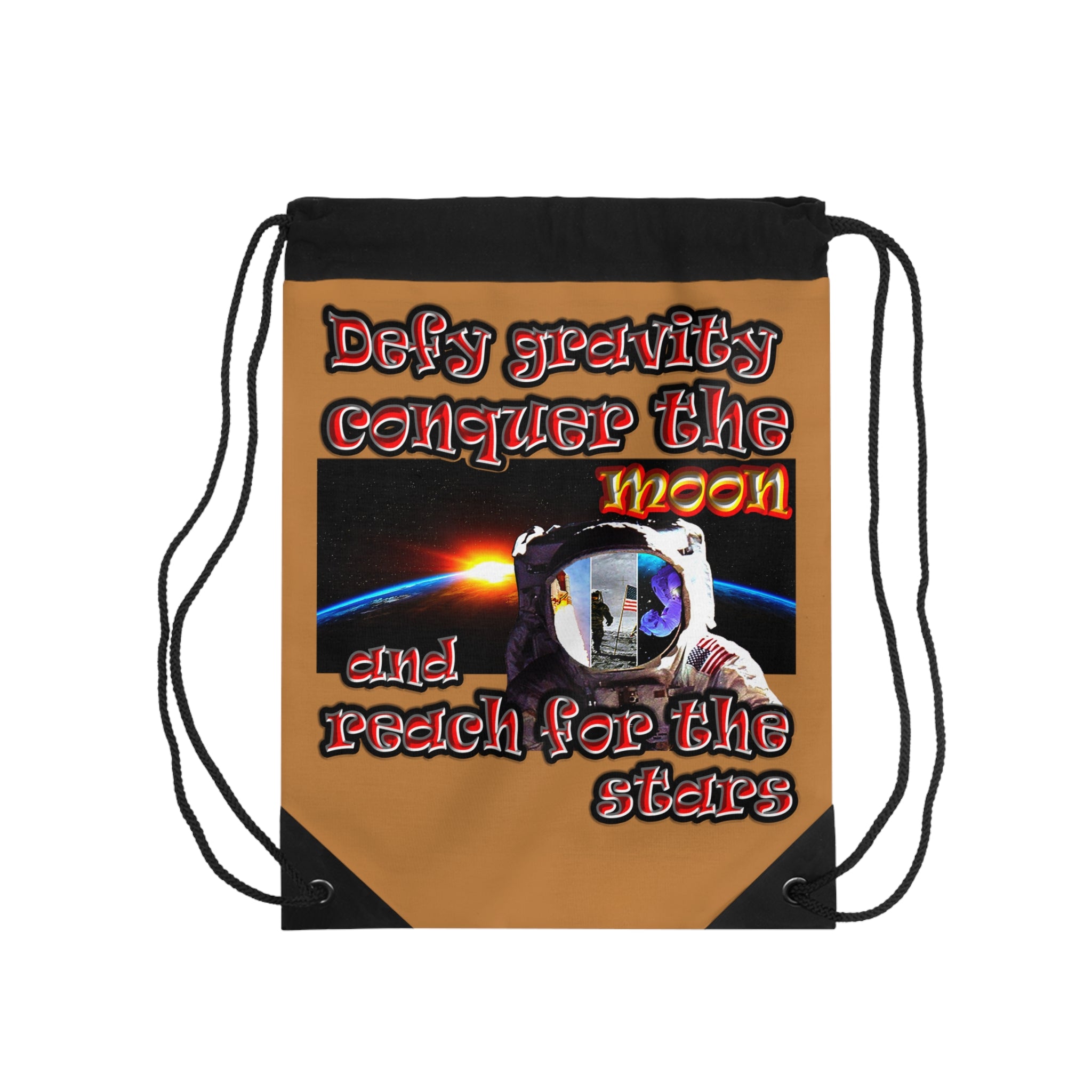 defy conquer reach - Drawstring Bag (light brown)