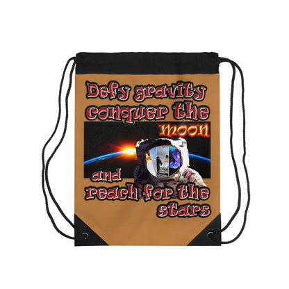 defy conquer reach - Drawstring Bag (light brown)