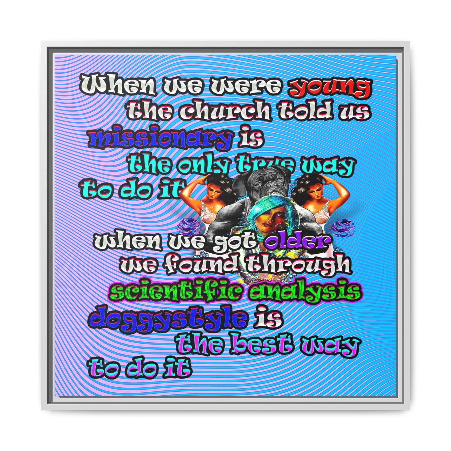 doggystyle - framed canvas art (light blue-purple wave)