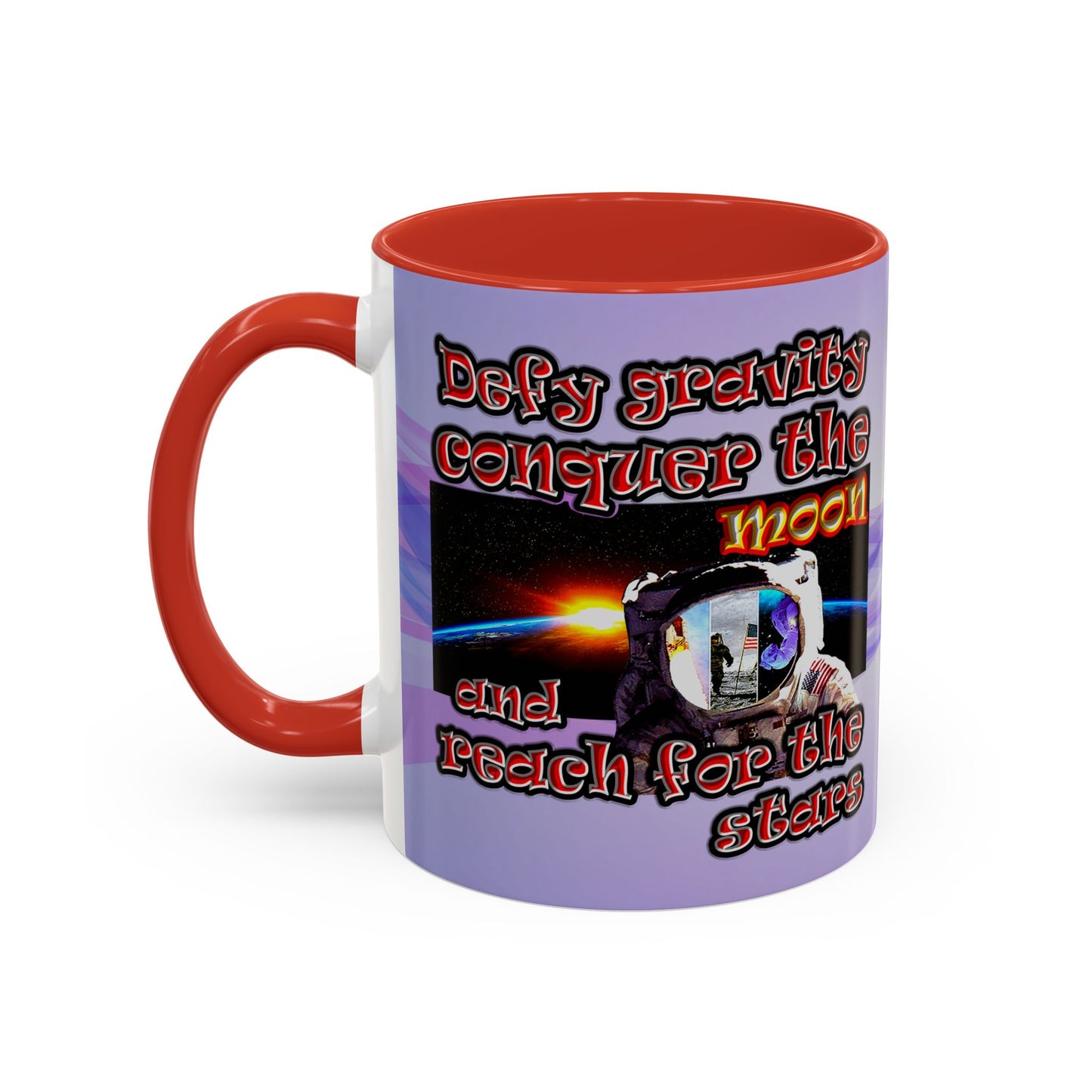 defy conquer reach - Accent Mug (light blue-pink wave)