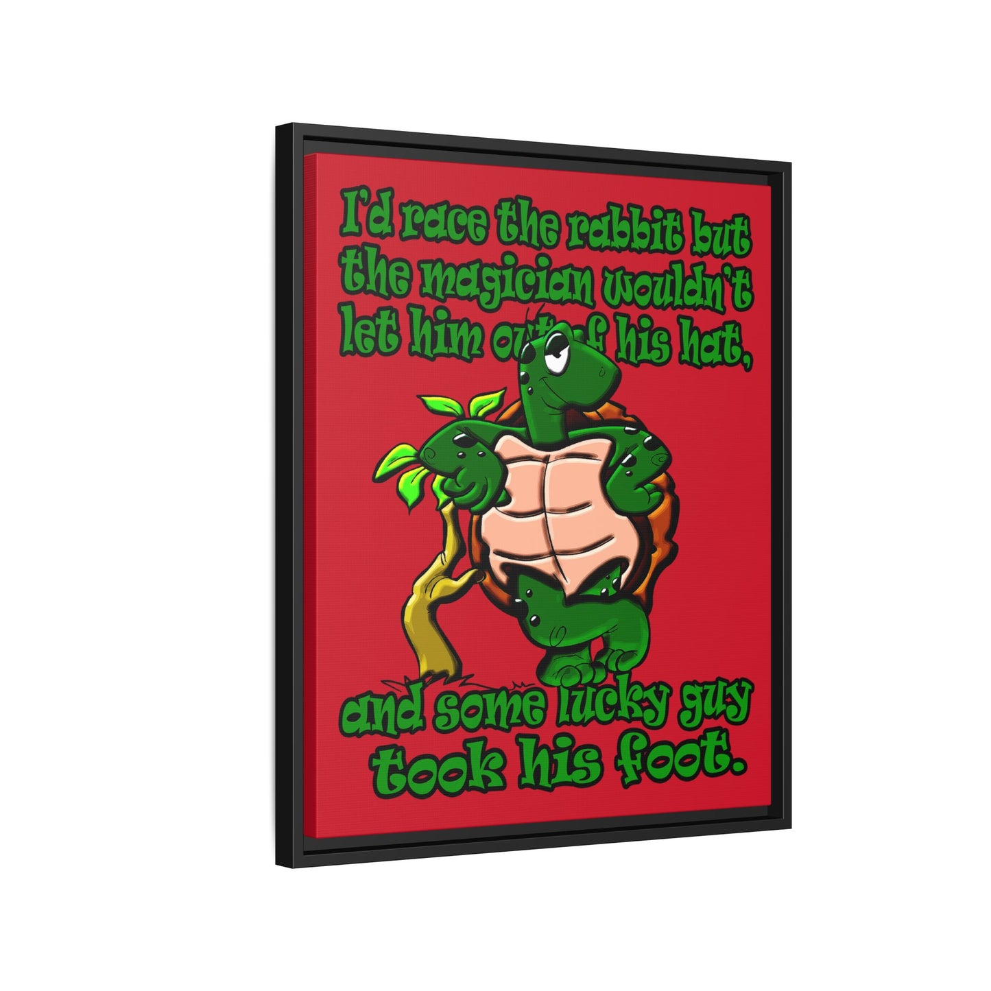 turtle race - framed canvas art (dark red)